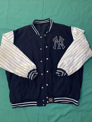 JH Design NY Yankees Bomber Jacket Mens Size XL Navy Blue Wool Blend Reversible - Image 1 of 4