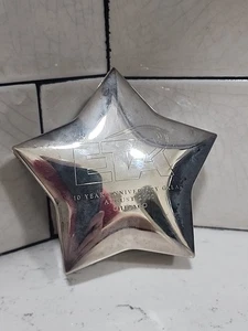 Silverplate Star Box. Velvet Lining. Engraved. Trinket Box. - Picture 1 of 6