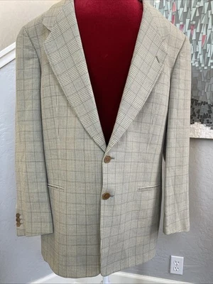 Chaqueta de traje vintage Armani para hombre 41 R marrón tostado a cuadros 2 botones clásica de lujo Foto 1 de 4