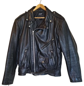 VTG Wilsons Leather Jacket Mens Large Tall Thinsulate Moto Biker Heavyweight - Picture 1 of 21