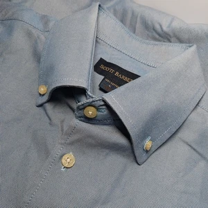 Scott Barber Button Down Solid Blue Oxford Long Sleeve Cotton Shirt Mens Sz L - Picture 1 of 6
