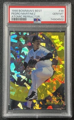 POP2 PEDRO MARTINEZ PSA 10 1998 BOWMAN'S BEST 38 ATOMIC REFRACTOR 34/100 RED SOX - Image 1 of 2
