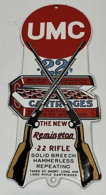 Letrero de caza cartucho Remington UMC .22 de colección raro Foto 1 de 4