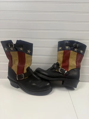 Bota Durango DCRD158 Feminina 7.5M Preta Patriótica 9 polegadas Soho American Engineer Boot - Imagem 1 de 4