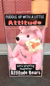 Vintage WWF Attitude Bears Sable Pink 1999 Titan Sports WWE Beanie Baby Plush - Picture 1 of 6