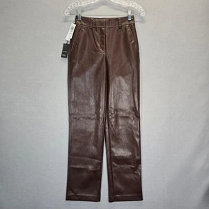 ARITZIA BABATON $148 Command Coffe Bean Crop Faux Leather Pants Size 00 - Picture 1 of 12