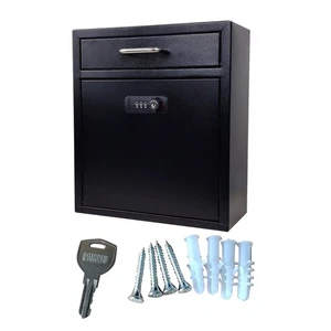 Black Anti-Theft Wall Mount Heavy Duty Stainless Steel Locking  Mailbox Cabinet - Picture 1 of 15
