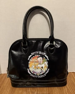 Bolso de Mano Betty Boop Sagitario Zodiaco Negro Imitación Cuero Raro - Imagen 1 de 10