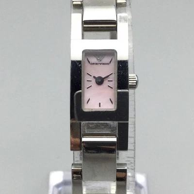 Emporio Armani Watch Womens 14mm Stainless Pink MOP Dial New Battery 6.75" - Image 1 of 4