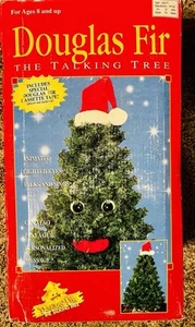 Cinta de Navidad vintage 1996 Gemmy Douglas abeto que habla canta obras animadas - Imagen 1 de 10