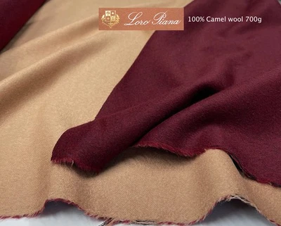 LORO PIANA Camel Hair Fabric Burgundy Tan Coating Double Face Wool Melton 2.55 m - Image 1 of 4