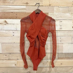 Body House Of London taglia small maglia manica lunga arancione bruciato - Foto 1 di 9