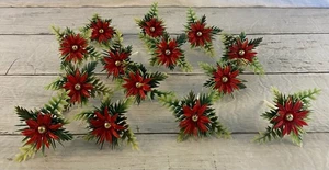 Lot 14 Vintage Christmas Poinsettia Picks - Picture 1 of 5