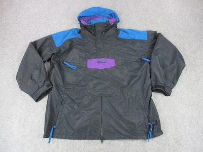 Chaqueta cortavientos vintage Columbia para hombre XL negra con capucha anorak suéter años 90 Foto 1 de 4