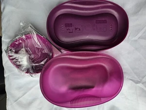 4 pc Tupperware Microwave Breakfast Maker Set Cups Poach Eggs Cooker Purple GC - Picture 1 of 6