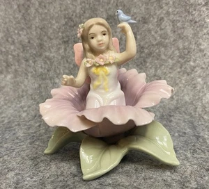 Royal Albert Porcelain Fairy Figurine Girl Holding Bird on Flower 2006 - Picture 1 of 12