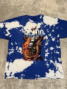 ACDC Guitar Blue Tie Dye Band T Shirt Unisex Licensed Music Tee Merch XL - Picture 1 of 5