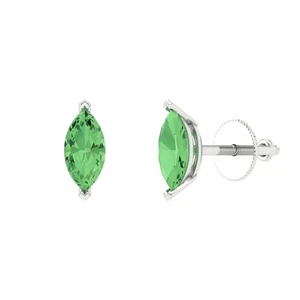 Aretes de 1 cttw marquesa simulados con diamantes verdes chapados en oro push back - Imagen 1 de 20