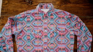 Vintage 90s Showstopper Wrangler Aztec Mens Large Button Up Shirt Made In USA - Picture 1 of 9