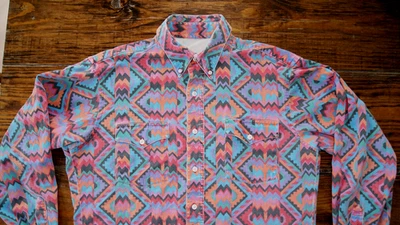 Vintage 90s Showstopper Wrangler Aztec Mens Large Button Up Shirt Made In USA - Image 1 of 4