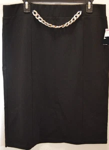NUEVO Tahari Negro Mujer Pull On Falda Larga Cadena Talla X-Grande - Imagen 1 de 5