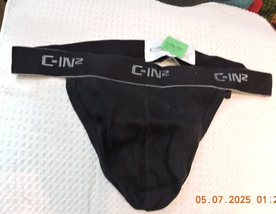 C-IN2 Men's Black Y-back Cotton Thong underwear size L NOS NWT - Image 1 of 3
