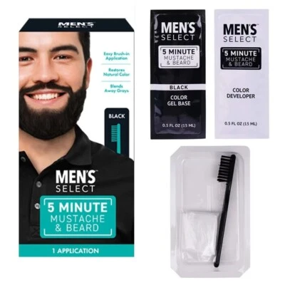 Paquete de 24 - Tinte para cabello facial negro cepillado bigote y barba de 5 minutos Select para hombre Foto 1 de 4