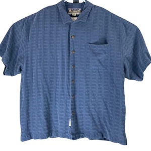 Jamaica Jaxx Size XXL Shirt Blue Silk Button Front Shirt Mens Top - Picture 1 of 4