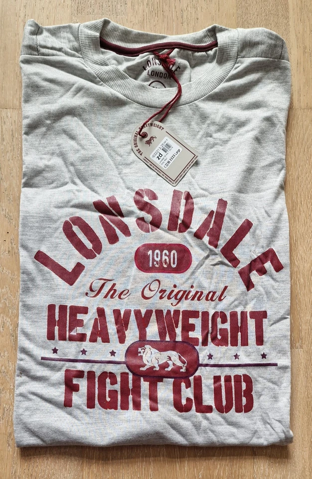 Mens Grey Lonsdale Boxing Gym Running T-Shirt RRP £22.99 GREY BOX SUPER SOFT - Image 1 of 1