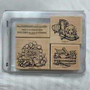 Vintage Stampin Up Retired For Father Stamping Stamp Set Rubber Wood Mount Dog - Picture 1 of 11