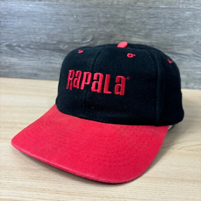 Vintage Rapala Hat Cap Snap Back Black Red Fish Fishing One Size Outdoors 90s - Image 1 of 4