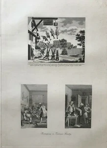 1822 Antique Print; Hogarth / Heath: Gravity / Frontispiece Tristram Shandy - Picture 1 of 4
