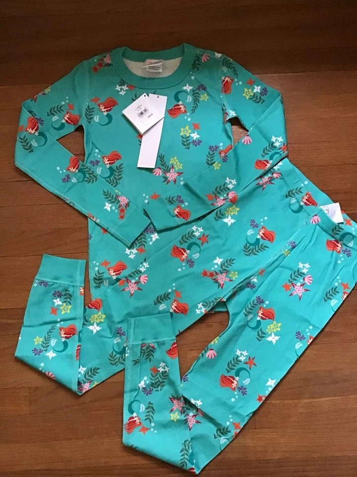Hanna Andersson 140 Size 10 Disney Princess Little Mermaid Long John Pajama PJs - Image 1 of 2