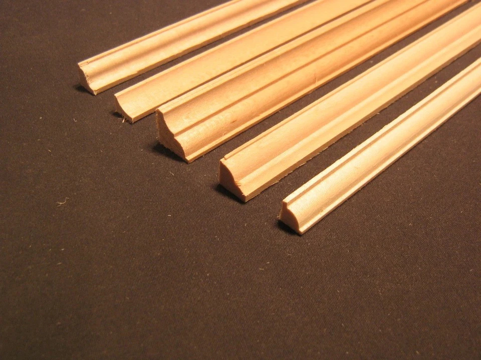 Crown Molding 2 dollhouse miniature basswood trim 6pc 1/12 scale cornice 22"long - Image 1 of 1