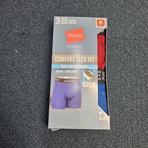 NEW 3-Pack HANES BOXER BRIEFS Medium Comfort Flex Fit 32"-34" Wicking V3b - Picture 1 of 3