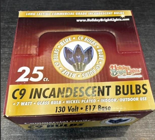 Holiday Bright Lights Bu25c9x3-tbla Christmas C9 Light Bulbs Blue 1"