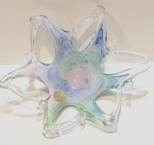 Crystal Clear "Cristallo" Murano Glassware Bowl Decor Abstract Starfish Italy - Picture 1 of 11