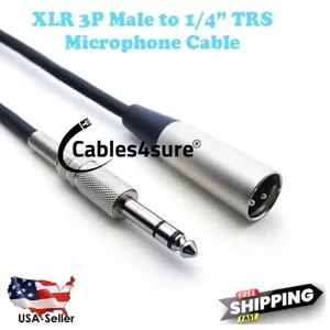 Cavo Microfono Premium Audio Bilanciato XLR 3P Maschio a 1/4" TRS 3Ft - 100Ft - Foto 1 di 7