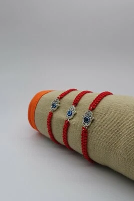 Pulseira x6 Hamsa mão macramê cordão vermelho olho mau  - Imagem 1 de 4