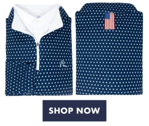 Pullover Rhoback Q Cremallera Para Hombres PEQUEÑO Cuarto Cremallera Rendimiento Bandera EE. UU. Estrellas NUEVO - Imagen 1 de 10