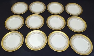 Cauldon England #H1640 Set of 12 Bread Plates for Davis Collamore NY Gray & Gold - Picture 1 of 6