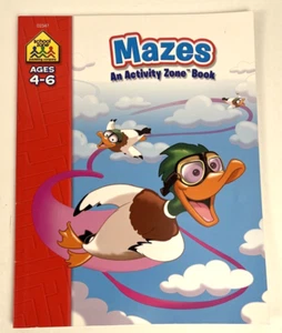 School Zone - Mazes Workbook - 64 Pages Ages 4 to 6 Preschool Kindergarten Ma... - Picture 1 of 7