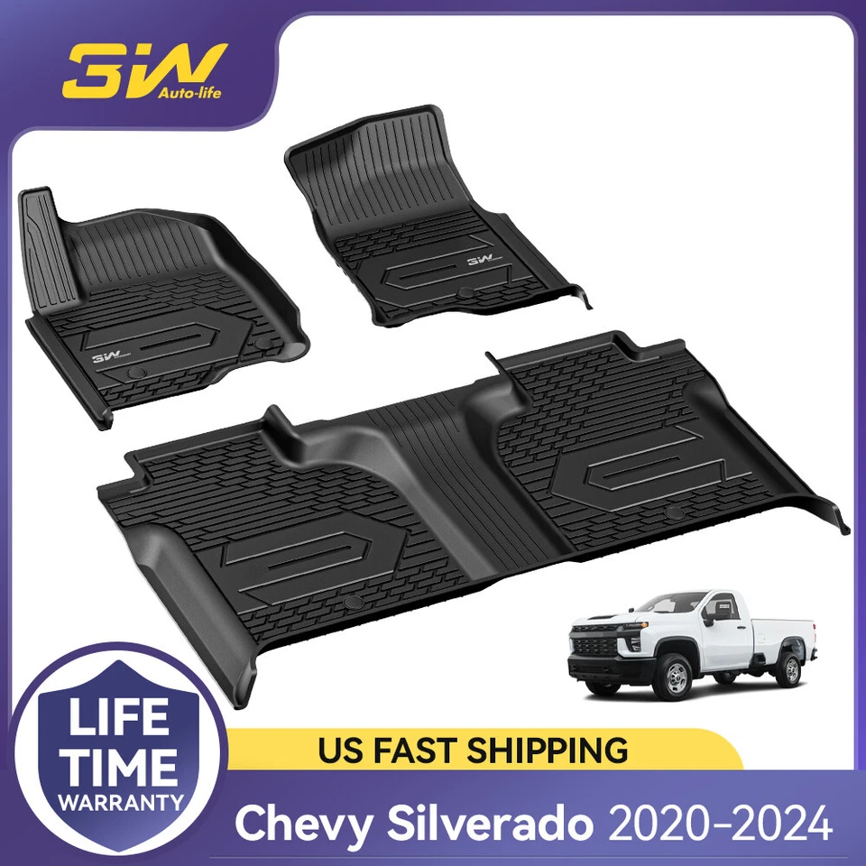 3W Floor Mats For Chevy Silverado / GMC Sierra Crew Cab 2019-2026 Weather Liner - Image 1 of 4