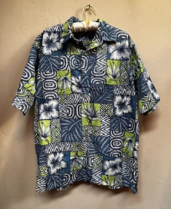 Go Barefoot Men's Multicolor Short Sleeve Pullover Hawaiian Shirt Large Casual - Picture 1 of 8