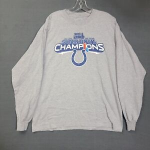 Indianapolis Colts long sleeve Shirt Size L Super Bowl XLI Champions Gray Reebok