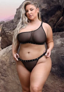 Fantasy Lingerie Vibes Queen Bad B*tch One-Shoulder Bling Bralette & Panty Set - Picture 1 of 5