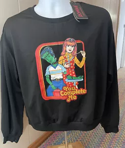 Romwe You Complete Me Frankenstein schwarzes Damen-Sweatshirt groß neu mit Etikett - Bild 1 von 6