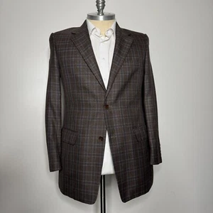 Roundtree & Yorke Men's 42L Sport Coat Blazer Jacket Brown Wool 2-Button Check - Picture 1 of 11