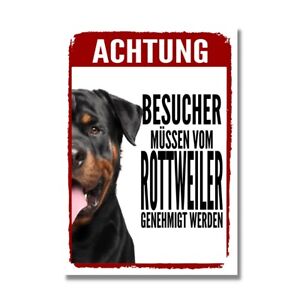 Rottweiler Genehmigung Dog Schild Spruch Türschild Hundeschild Warnschild Rotti