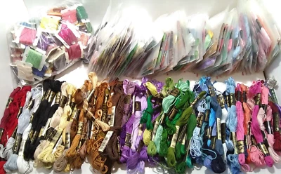 DMC Huge LOT Embroidery FLOSS THREAD 350+ Skeins- Card Bobbins- Floss-A-Way Bags - Image 1 of 4